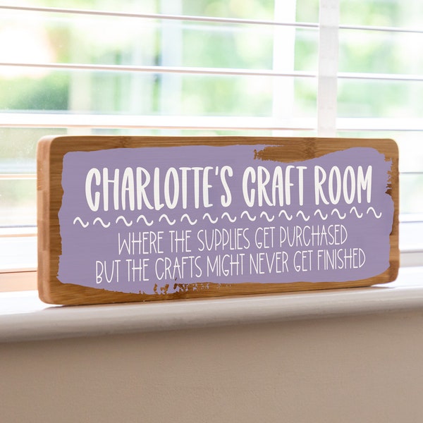 Craft Room Sign - Personalised Sign - Craft Room Gifts - Wood Signs Custom - Wood Signs For Home Decor - Craft Sign - UV539
