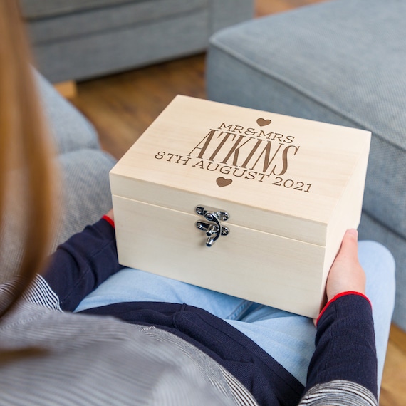 Grande Caja De Boda Compromiso Aniversario De Regalos Recuerdo Personalizado Sr & sra Grande Caja De Boda Compromiso Aniversario De Regalos Recuerdo Personalizado Sr & sra