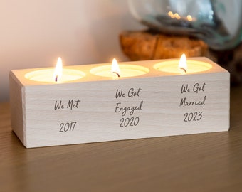 Wood Candle Holder - Anniversary Gift - Personalised Candle Holder - Wooden Candle Holder - Tea Light Holder - Gift For Couples - LC361