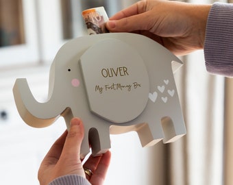 Elephant Money Box - Personalised Money Box - My First Money Box - Childrens Money Box - Gift For Kids - Money Bank - Money Box - LC953