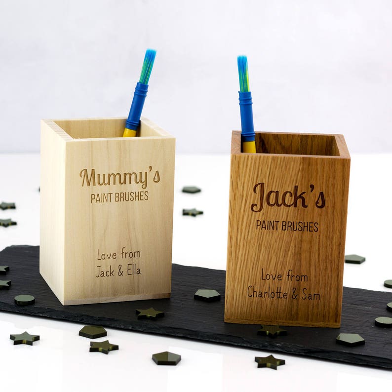 Paint Brush Holder Personalised Wooden Paint Brush Pot Etsy