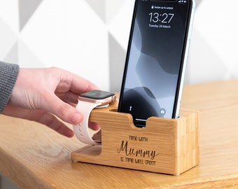 Charging Station - Time Well Spent - Personalised Multi Device Charging Station - Apple Watch Charging Stand - Mothers Day Gift - LC854