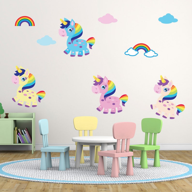 Unicorn Wall Stickers Unicorn Wall Decals Unicorn Bedroom Etsy UK
