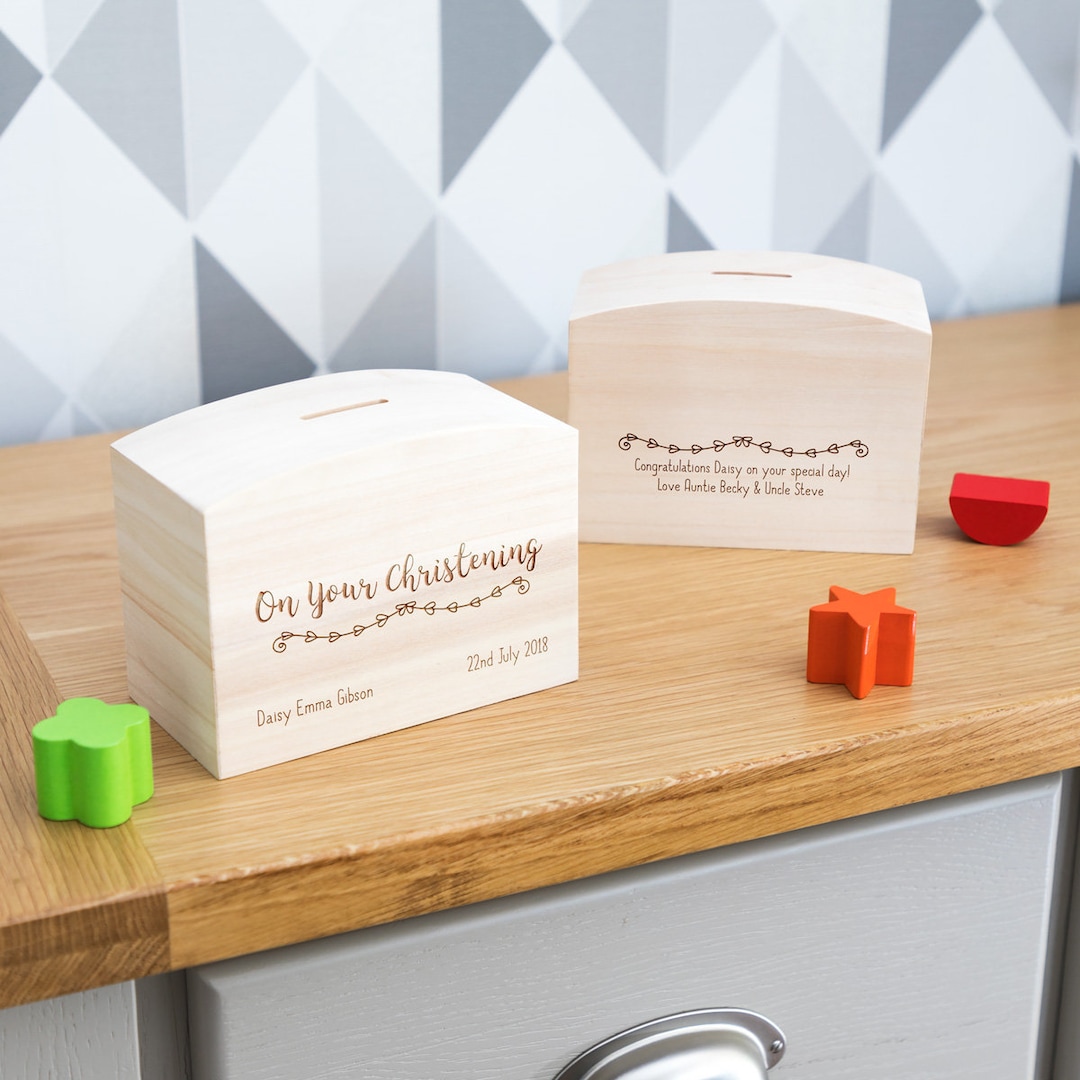 Christening Gift Christening Money Box With Message Wooden Money Box