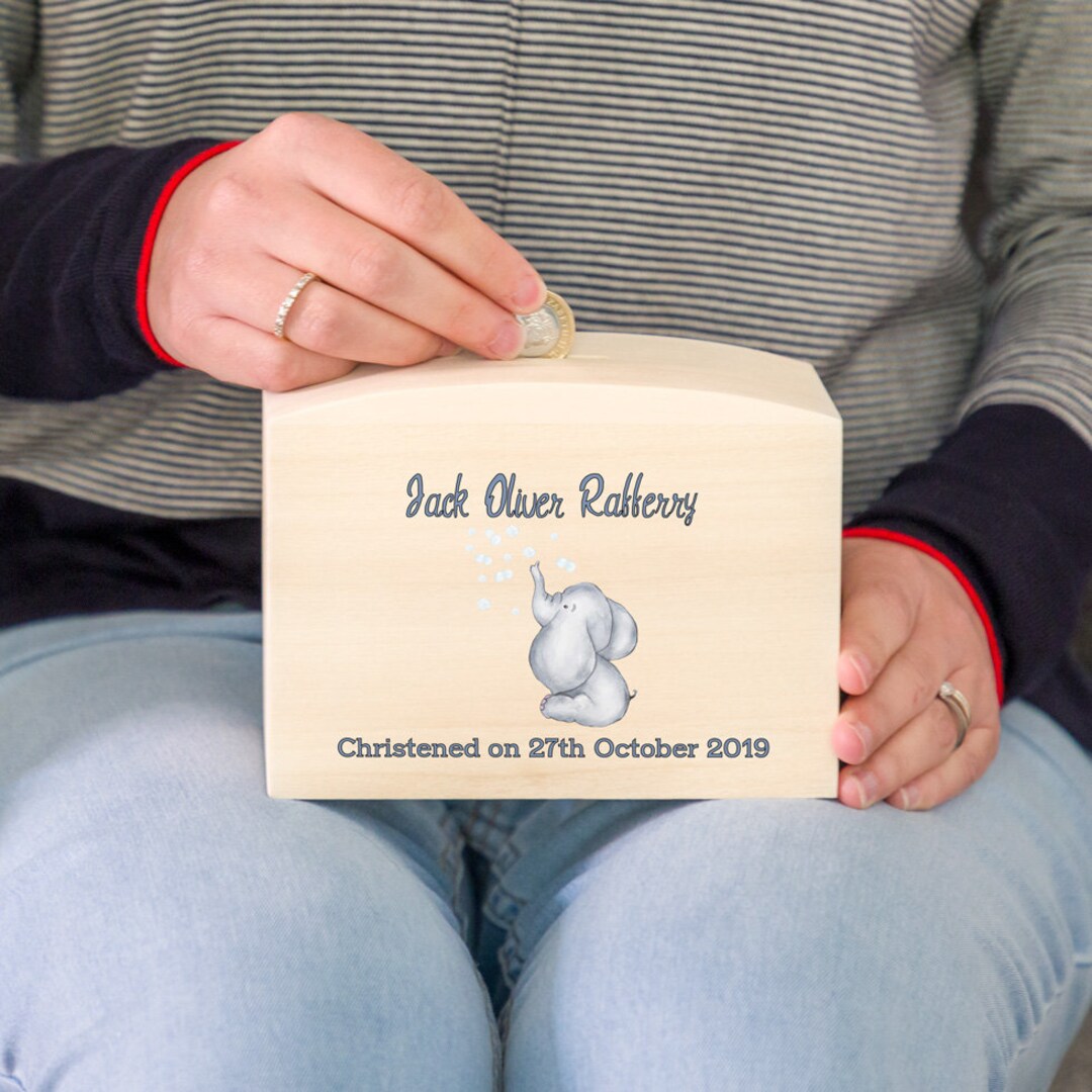 Christening Gift Christening Money Box Wooden Money Box Personalised Money Box Christening Gift