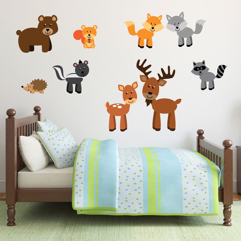 Forest Animal Wall Stickers Woodland Wall Decals Animal Wall Etsy