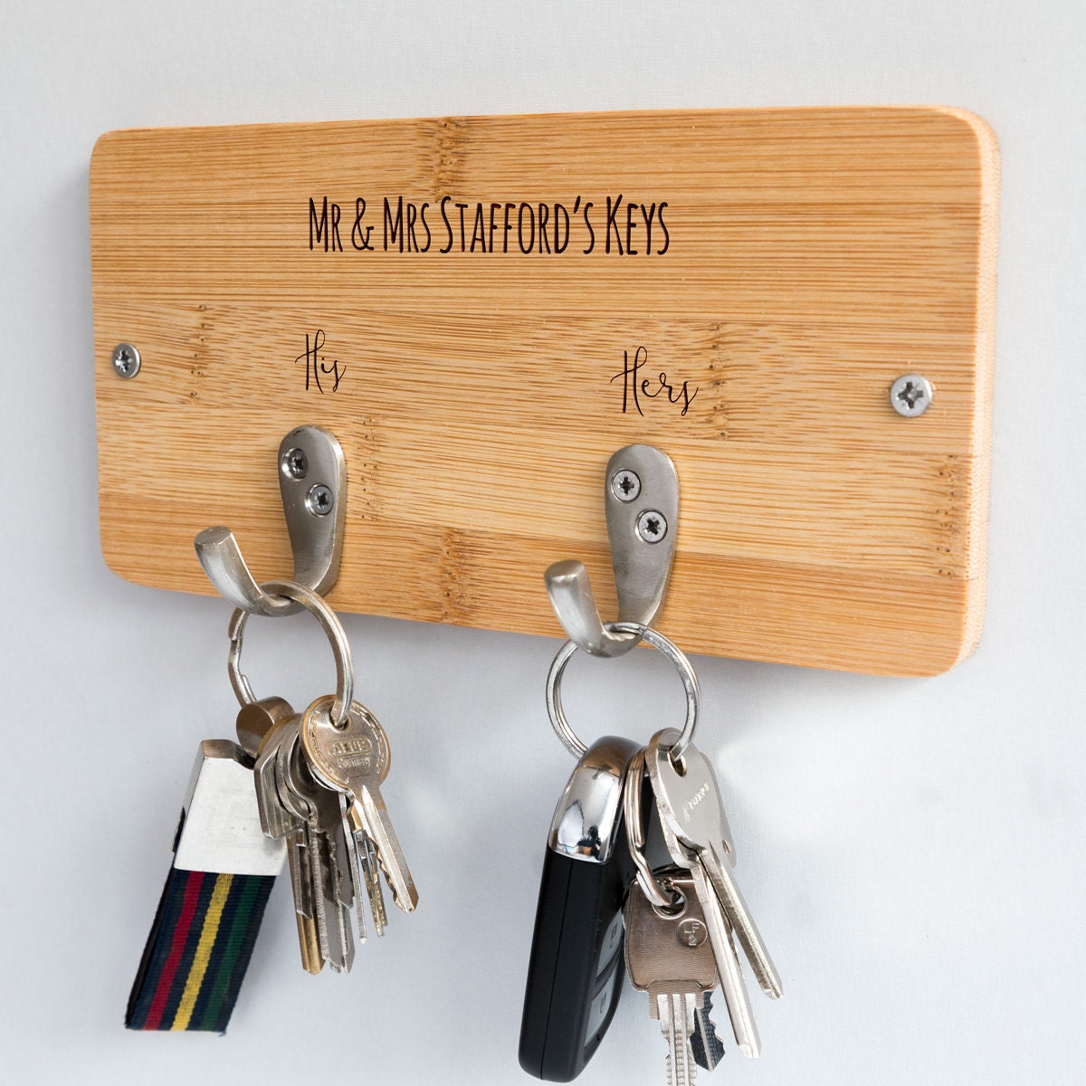 Personalised Key Hook His Hers Key Holder For Wall Etsy