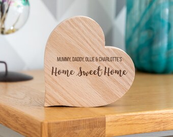 Wooden Heart - Home Sweet Home - Personalised Wood Heart Sign - New Home Gift - Wood Heart Ornament - Gift For Family Couple - LC973