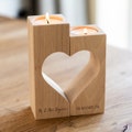 Wood Candle Holder Heart Set - Wedding Gift - Personalised Candle Holder - Tea Light Holder - Gift For Couple - Anniversary Gift - LC860