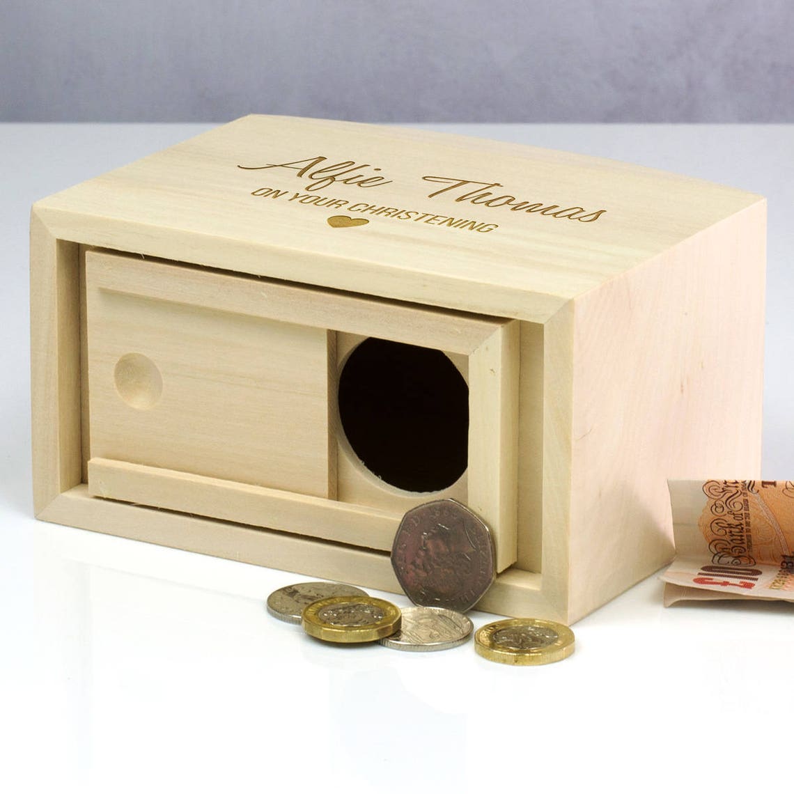 Christening Gift Christening Money Box Wooden Money Box Etsy