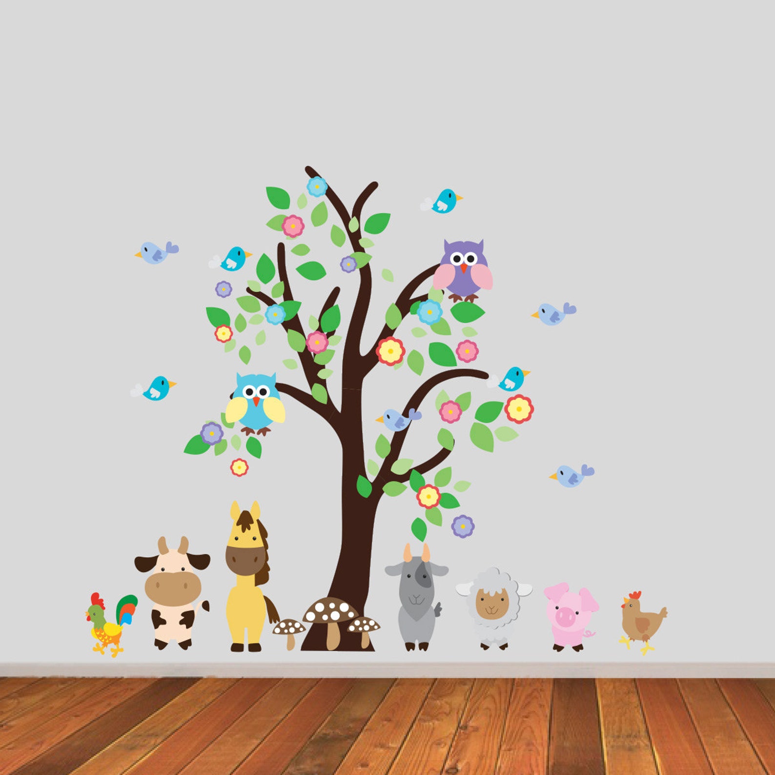 Tree Wall Stickers for Nursery Farm Animal Wall Decals Farm Etsy UK