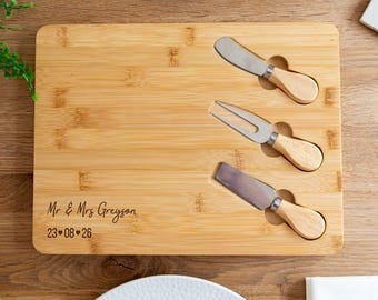 Cheese Board - Personalised Cheese Board With Knives Set - Cheese Serving Board - Anniversary Gift - Wedding Gift For Couples - LC1146