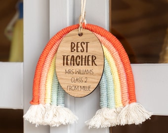 Macrame Rainbow Sign - Best Teacher Gift - Personalised Rainbow Sign - Gift For Teacher - Gift For Teaching Assistant - LC941