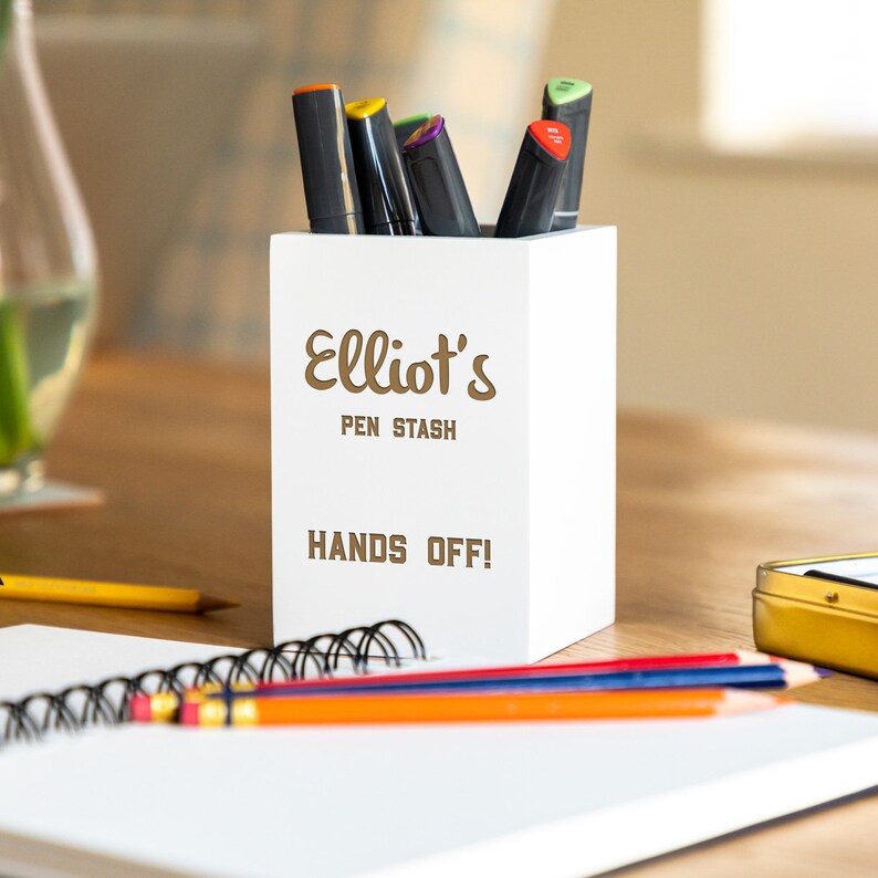 Pen Holder Pen Stash Personalised Wooden Pen Pot Teacher Gifts Desk Tidy Pencil Pot Pencil Holder Gift For Teacher LC435 image 1