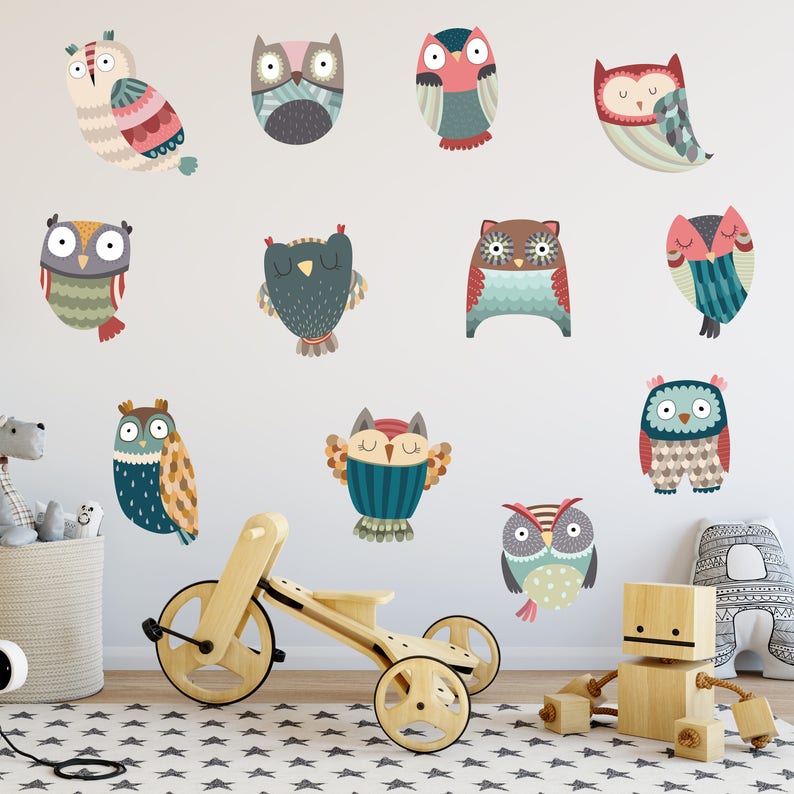 FA160 Owl Wall Stickers Bird Wall Art Removable and Repositionable Owl Nursery Decor Owl Wall Decals Girls Nursery Wall Transfers