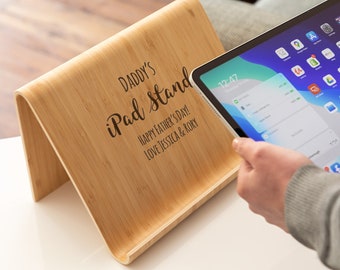 Tablet Stand - Personalised iPad Stand - Bamboo Tablet Holder - Wood iPad Stand - Tablet Accessories - Gift For Techies - LC674