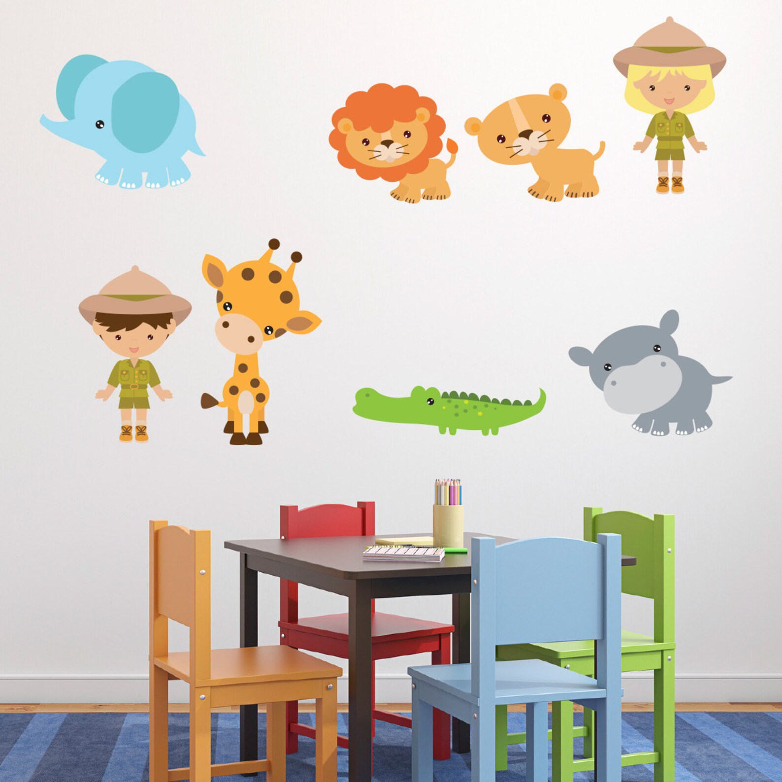 People With Zoo Animal Wall Stickers Jungle Wall Decals Etsy