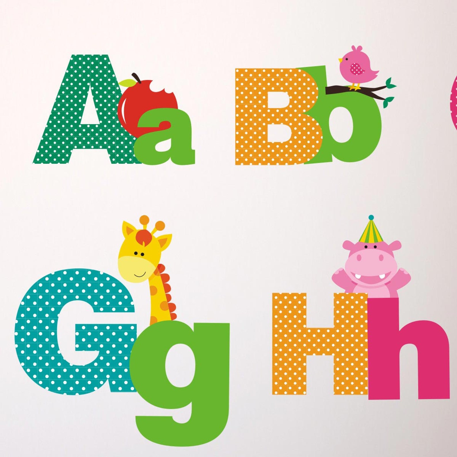 Picture Alphabet Wall Decals Letters Wall Stickers Letter Etsy
