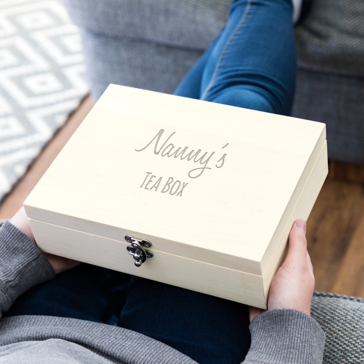 Tea Box Personalised Tea Box With 6 Compartments Tea Box Wood Tea Gift  Gifts for Her Gift for Nanny Gift for Grandma LC373 -  Denmark