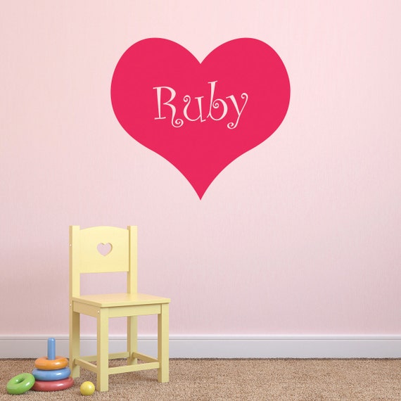 personalised love heart wall sticker heart wall decal | etsy