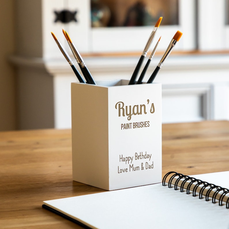 Paint Brush Holder Personalised Wooden Paint Brush Pot Etsy