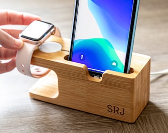 Charging Station - Monogram - Personalised Multi Device Charging Station - Apple Watch Charging Stand - Docking Station - Tech Gift - LC789