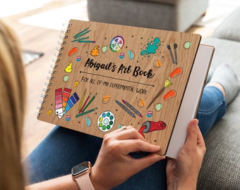 Personalised Sketchbook - Wooden Sketchbook - Wooden Notebook - Sketch Pad - Journal Sketchbook A4 A5 - Gift For Artist Creative - UV537