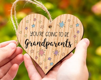You're Going To Be Grandparents Gift - Wood Heart Sign Plaque - Pregnancy Announcement - New Grandparents Gift - Token Gift - UV521