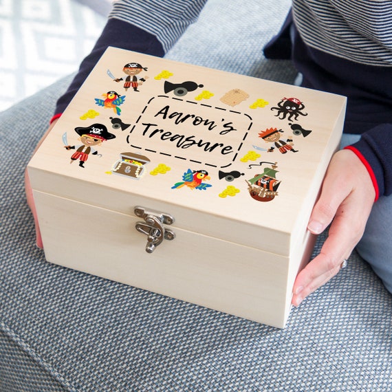 Pirate Treasure Box - Personalised Keepsake Box - Wooden Memory