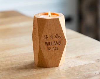 Personalised Geometric Candle Holder For Wedding or Anniversary Gift For Couple - LC1168