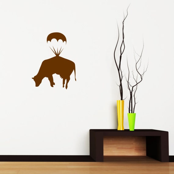 New. Banksy Cow Parachute Many colours Funny Wall Decors Wall Stickers