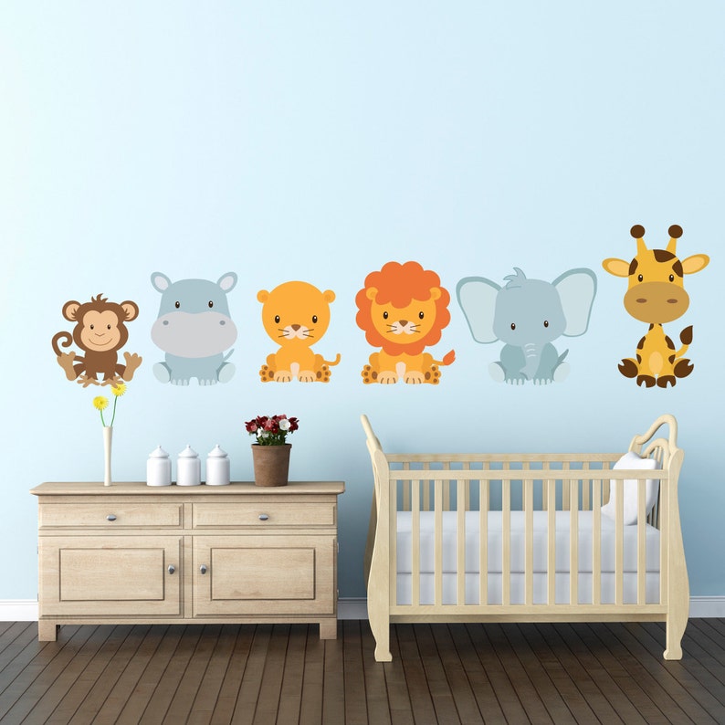 Sitting Safari Animal Wall Stickers Jungle Wall Decals Etsy