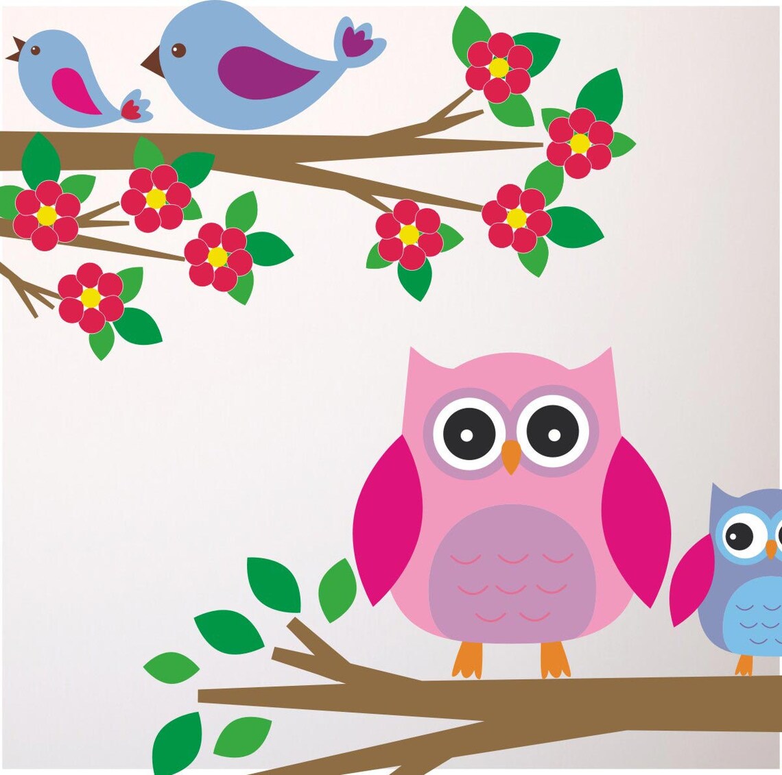 Owl Wall Stickers Owl Wall Decals Branch Wall Stickers Etsy UK