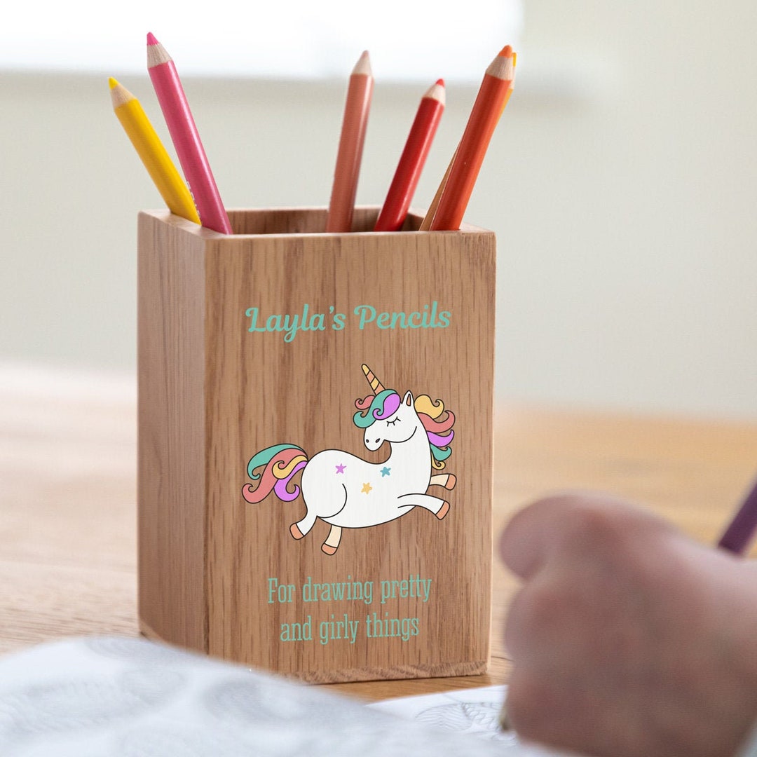 Childrens Pencil Holder Unicorn Pen Holder Pen Pot Personalised Pencil