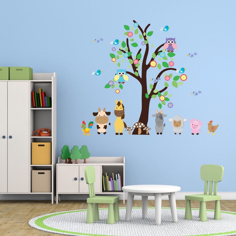 Tree Wall Stickers for Nursery Farm Animal Wall Decals Farm Etsy UK