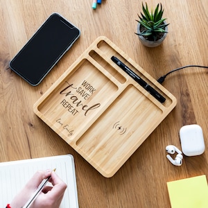 Desk Tidy Wireless Charger - Travel Repeat - Phone Wireless Charging Pad - Wireless Charging Station - Desk Tidy With Phone Holder - LC708