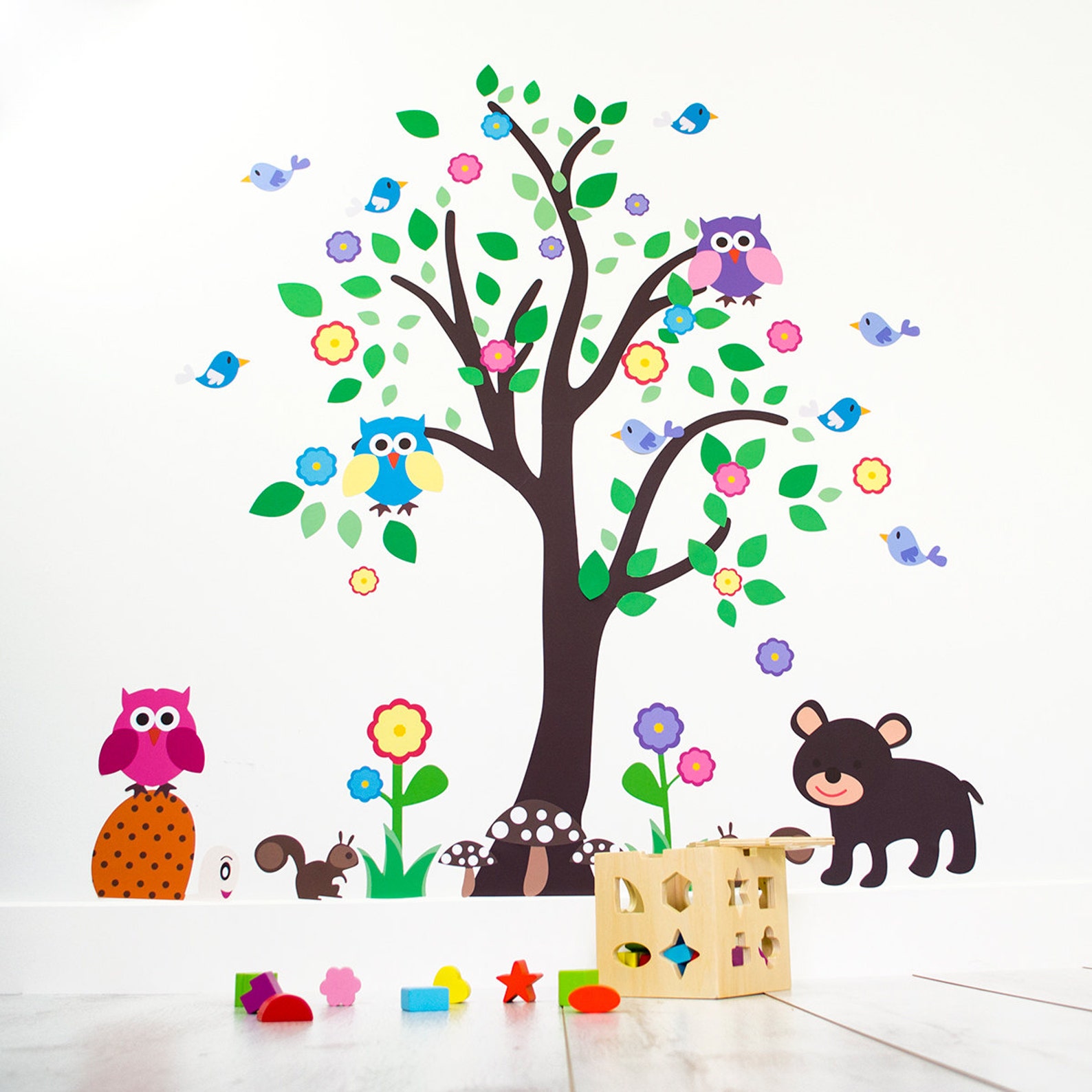 Woodland Animals and Tree Wall Stickers Animal Wall Decals Etsy
