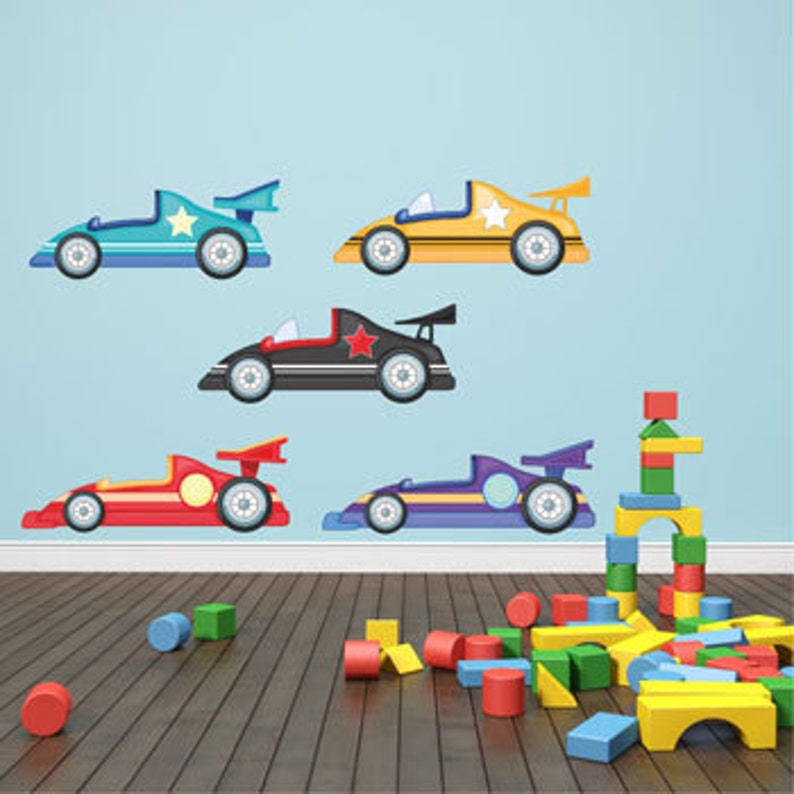 Childrens Racing Cars Wall Stickers Vehicle Wall Decals Boys Etsy