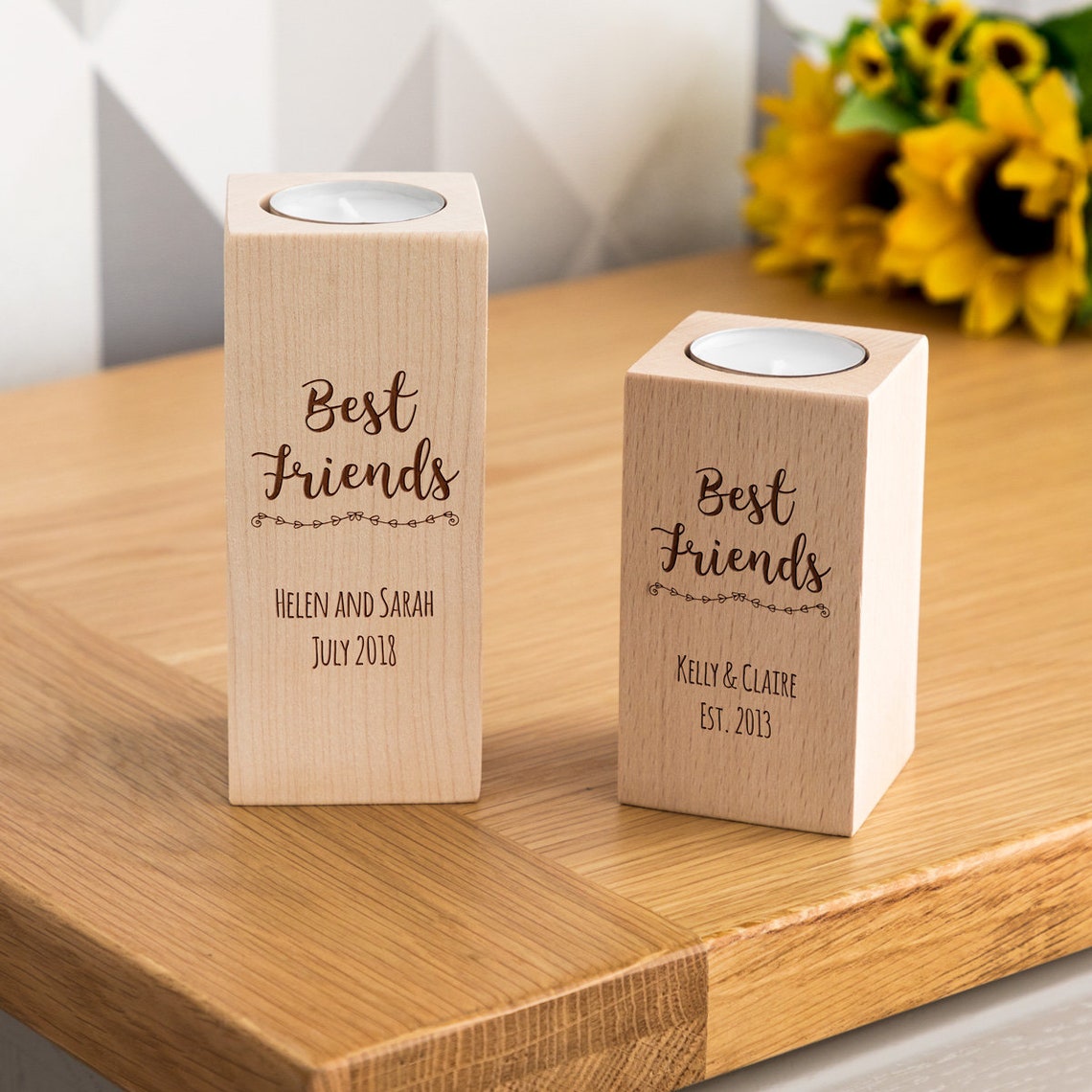 Wood Best Friend Candle Holder Best Friend Gift Etsy