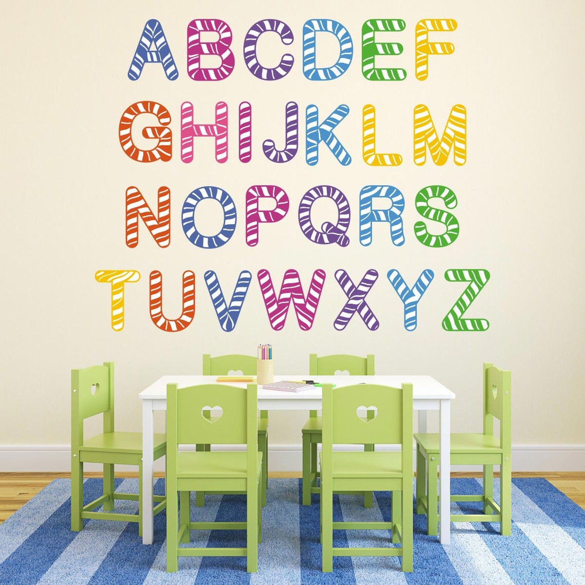 Alphabet Wall Decals Alphabet Stickers Alphabet Wall Etsy