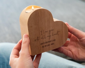 Portavelas de corazón personalizado para San Valentín: regalo para novia, esposa o pareja - LC1084