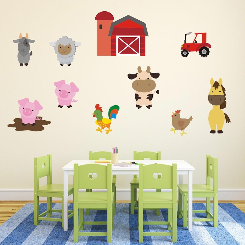 Farm Animals Wall Stickers Farmyard Wall Decals Farm Nursery Etsy