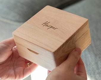 Jewellery Box - Personalised Small Jewellery Box With Lined Compartments - Beech Jewellery Box For Women - Gift For Her - LC1172