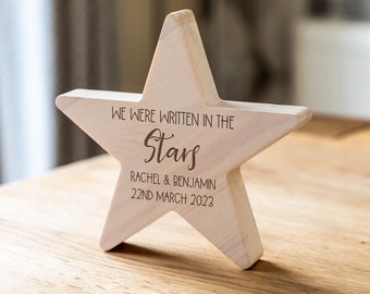 Wooden Star - We Were Written In The Stars - Personalised Wood Star Sign - 5th Anniversary Gift - Star Ornament - Wedding Gift - LC971