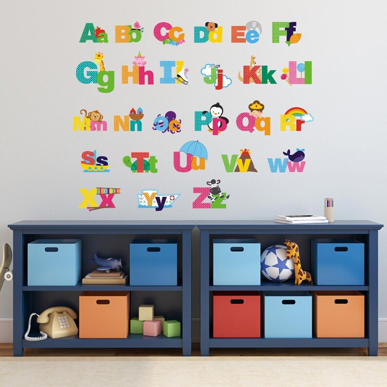 Alphabet Wall Decals Alphabet Wall Stickers Alphabet Etsy