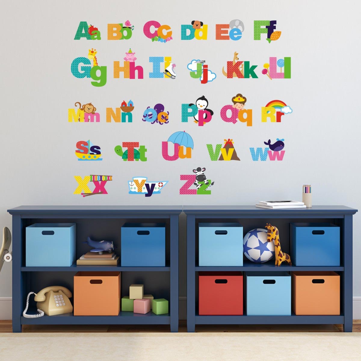 Picture Alphabet Wall Decals Letters Wall Stickers Letter Etsy