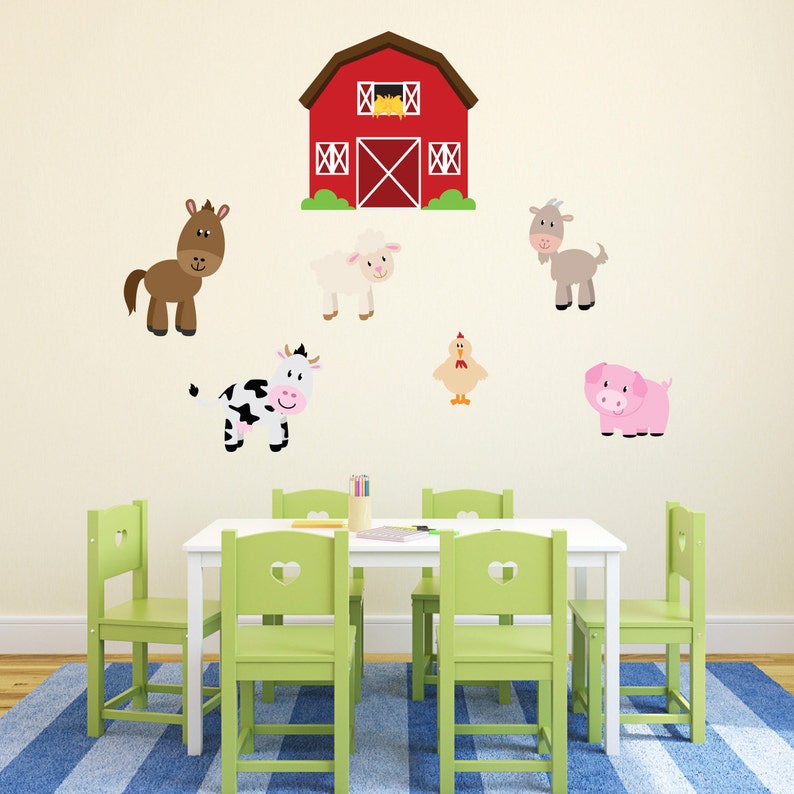 Barn With Farm Animals Wall Stickers Farmyard Wall Decals Etsy