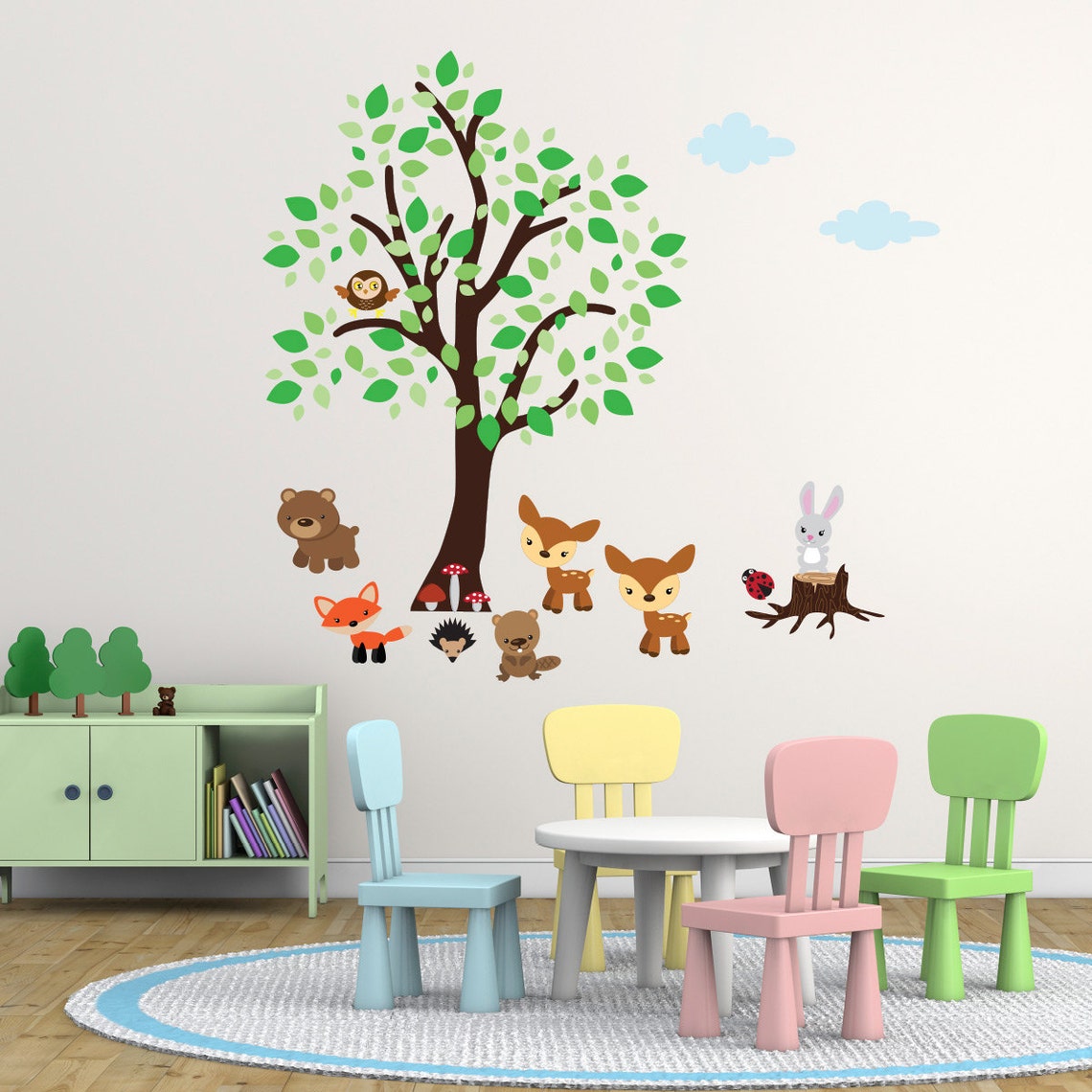 Tree Wall Stickers for Nursery With Woodland Animals Etsy UK