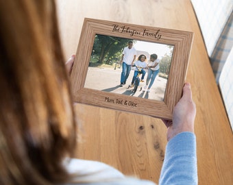 Family Photo Frame - Personalised Family Photo Frame - Photo Frame - Gifts For Couple - Oak Picture Frame - Photo Frame - LC220