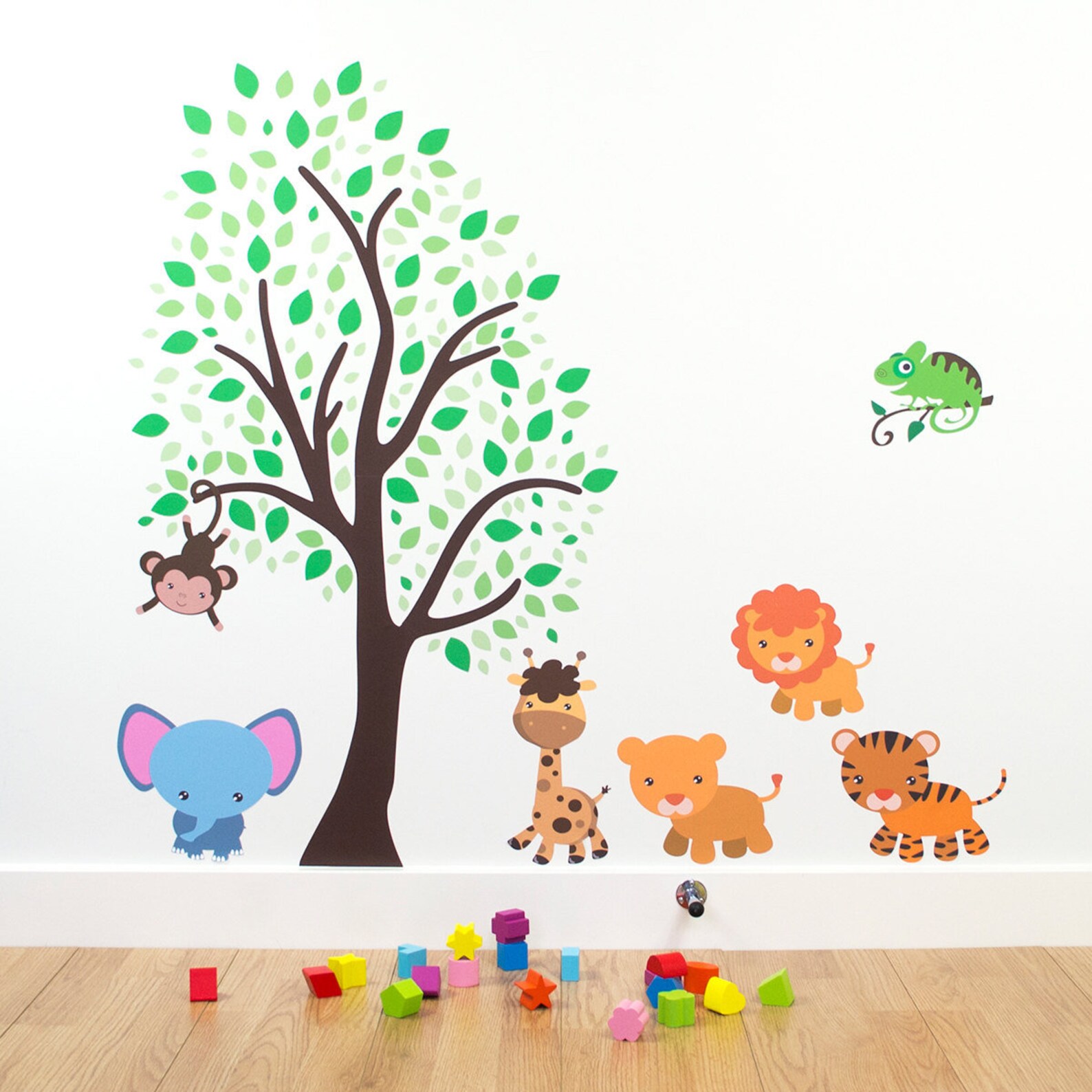 Childrens Jungle Animals and Tree Wall Stickers Jungle Wall Etsy